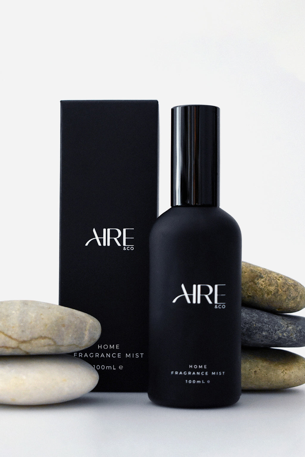 Stone home fragrance mist bottle by Aire & Co. Earthy luxury room spray Australia