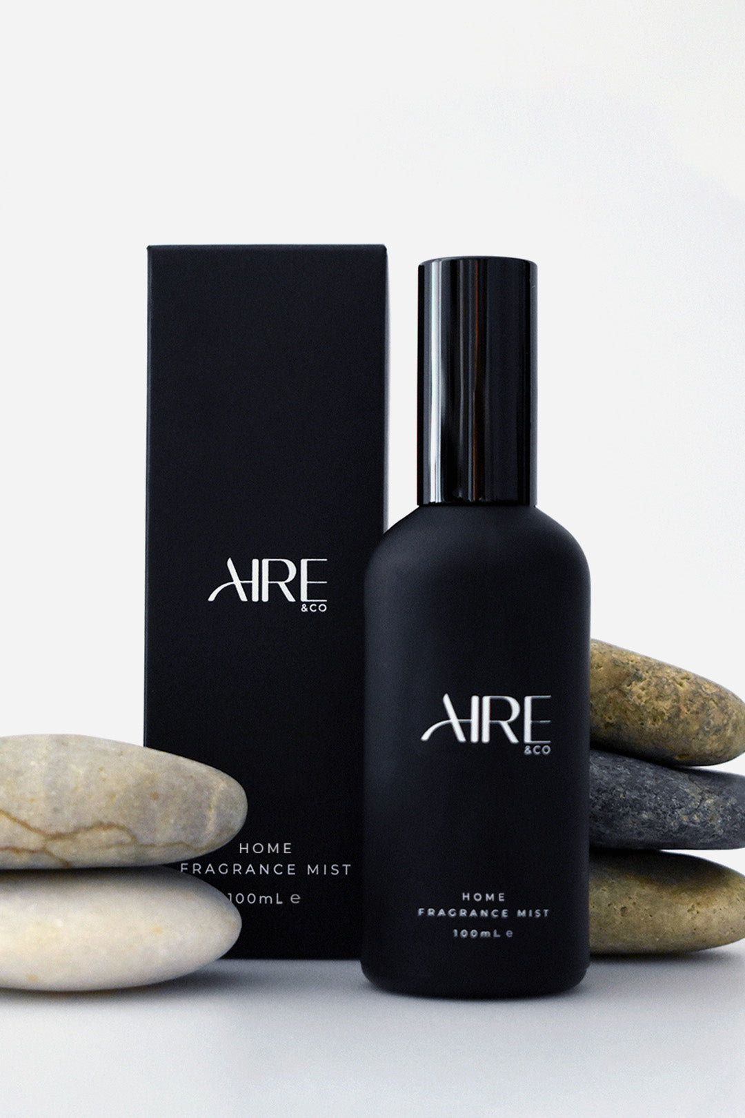 Stone home fragrance mist bottle by Aire & Co. Earthy luxury room spray Australia